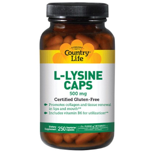 컨트리라이프 L-라이신 500mg 베지테리안 캡슐, 250개입, 1개, 250정
