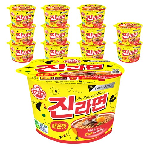 진라면 매운맛 용기 110 g, 12개