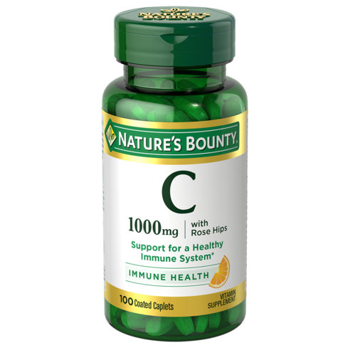 Nature''s Bounty 비타민 C-1000mg 플러스 로즈 힙스 오렌지 캐플렛, 1개, 100정