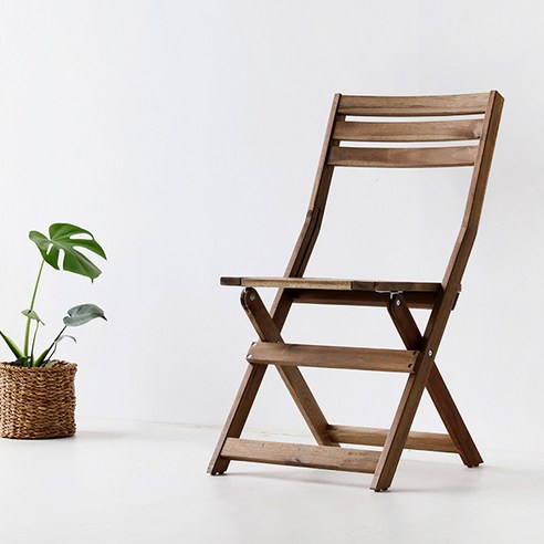 마켓비 TANG 아카시아 원목 접이식의자, 브라운, 1개