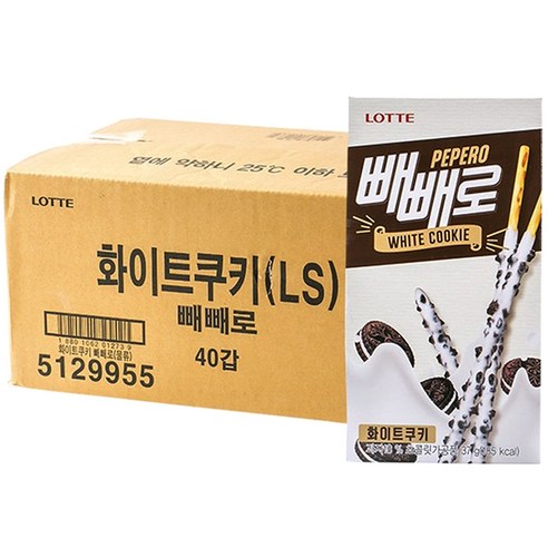빼빼로 화이트 쿠키, 37g, 40개