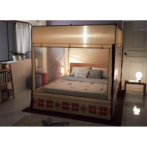 알뜨리 사각 난방텐트 세트 커튼형 텐트 베이지 + 스텐봉 그레이