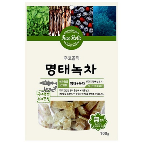 후코홀릭 강아지 수제간식 100g, 명태 + 녹차 혼합맛, 1개