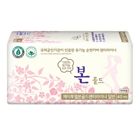 유기농본 골드 일반 팬티라이너, 일반, 40개입, 1개