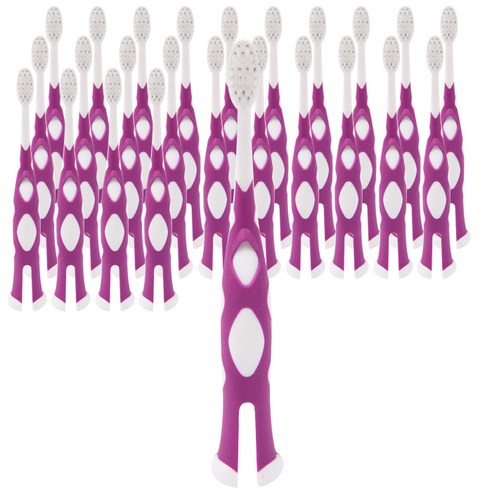 맘앤쥬 기린 미세모 키즈칫솔, 퍼플, 24개입, 1개