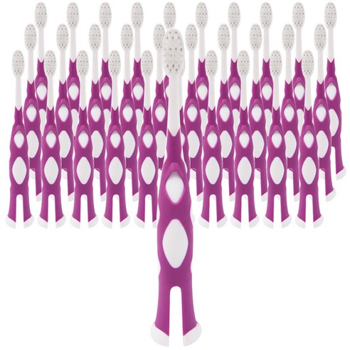 맘앤쥬 기린 미세모 키즈칫솔, 퍼플, 36개입