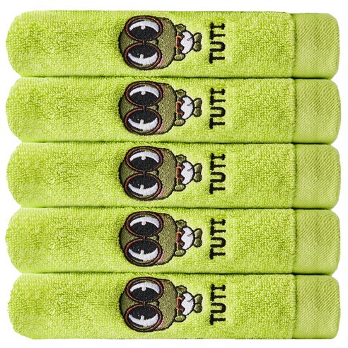 소프트터치 에그구그 캐릭터 수건 150g, 터티(그린), 5개