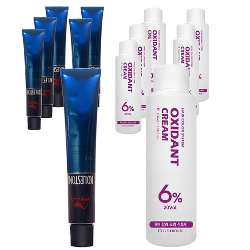 웰라 뉴콜레스톤 퍼펙트 퓨어컬러 염색제 80g + 산화제 100ml, 로즈 6/5, 6세트