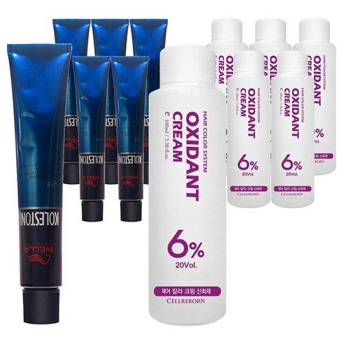 웰라 뉴콜레스톤 퍼펙트 퓨어컬러 염색제 80g + 산화제 100ml, 오렌지베이지 10/34, 6세트