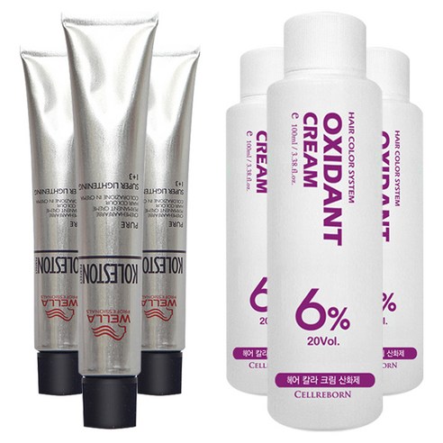 웰라 뉴콜레스톤 퍼펙트 퓨어컬러 염색제 80g + 산화제 100ml, 체리레드 12/45, 3세트