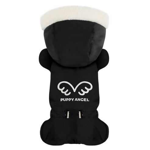 퍼피엔젤 애견 SignatureTM 날개 패딩 오버롤 남여공용 올인원 PA-OW434, 999 Black, 1개