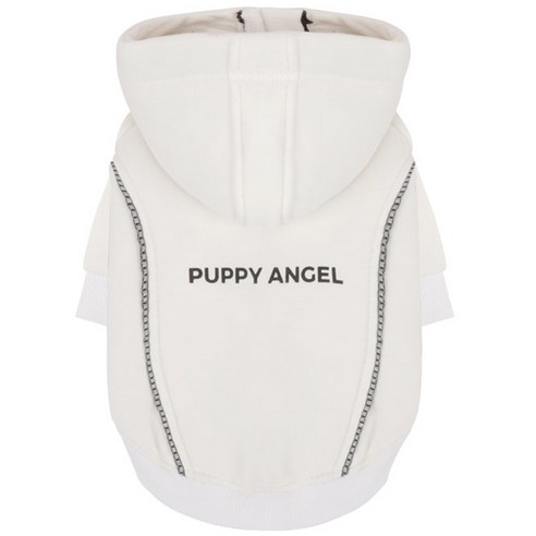 퍼피엔젤 반려동물 ANGELERTM 네모 라인 후드 집업, 0 White
