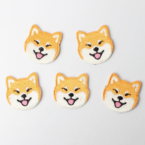 플라이쿱 열접착식 눈웃음시바견 미니 자수 와펜 세트(5개입), 5개(v14), 눈웃음 시바