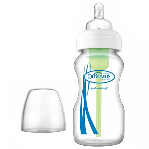 닥터브라운 와이드넥 옵션스 유리젖병 270ml / 젖꼭지 1단계, 화이트, 1개