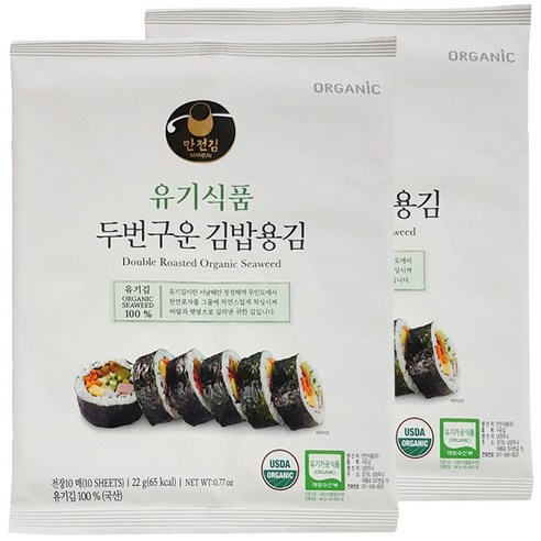 [만전김] 유기식품 구운 김밥김 22g(10매), 22g, 2개