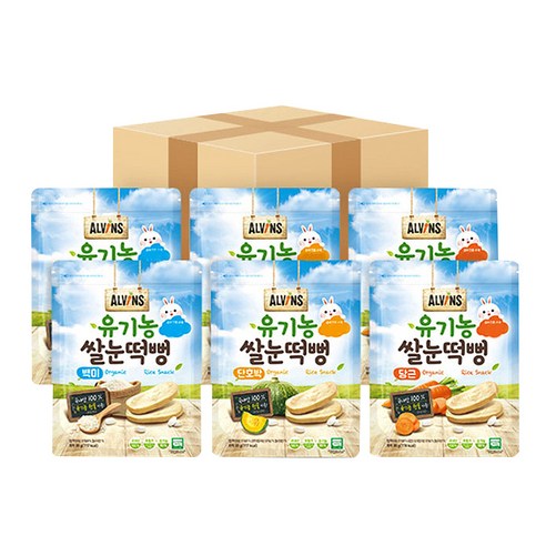 엘빈즈 유기농 쌀눈떡뻥 6p, 백미, 당근, 단호박, 1세트, 30g