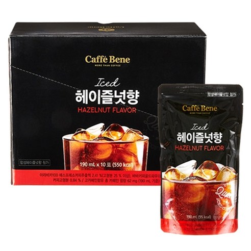 카페베네 커피 파우치 헤이즐넛향, 190ml, 10개
