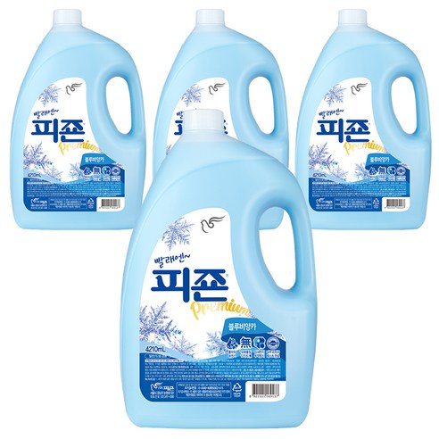 피죤 프리미엄 섬유유연제 블루비앙카 본품, 4210ml, 4개