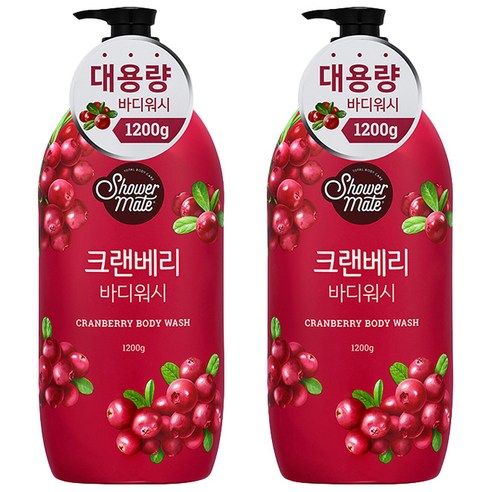 샤워메이트 크랜베리 바디워시, 1200g, 2개
