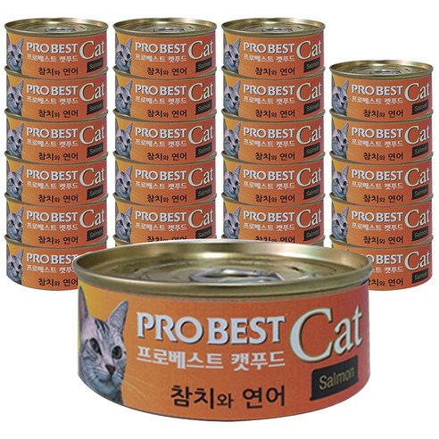 프로베스트 캣푸드 고양이 간식캔, 80g, 24개입, 참치 + 연어 혼합맛