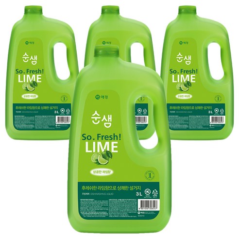 순샘 라임 주방세제, 3L, 4개