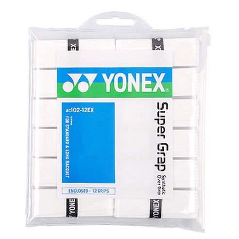 요넥스 배드민턴 라켓 그립 AC-102-12EX 12p, 화이트