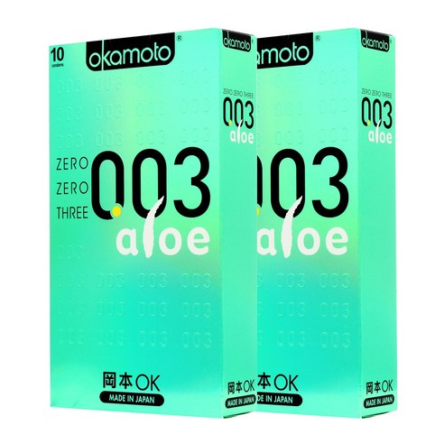 오카모토 0.03 콘돔 알로에 초박형 기타, 10개입, 2박스