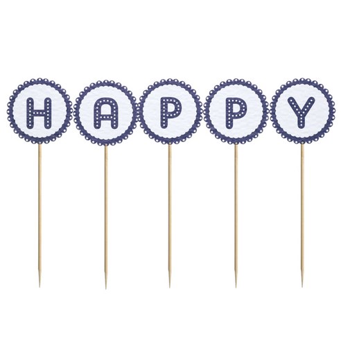 와니데코 미니파티픽 HAPPY, 화이트+네이비, 1개