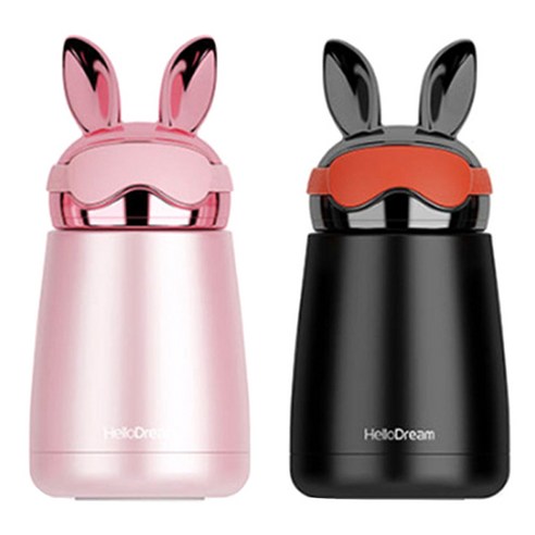 푸코 T24 래빗 파일럿 보온병 300ml x 2p 세트, 핑크, 블랙