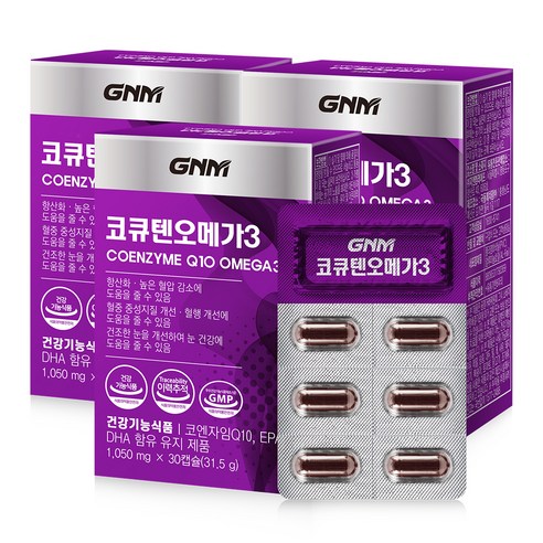 GNM자연의품격 코큐텐 오메가3, 3박스, 31.5g