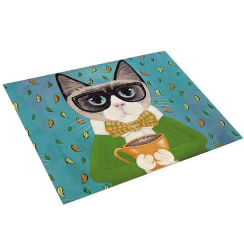 핑크망고 일러스트 고양이 식탁매트, E, 42 x 32 cm