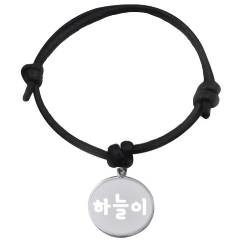 펫츠룩 굿모닝 블랙 반려동물 목걸이 M + 메탈 원형 팬던트 S, 실버(하늘이), 1개