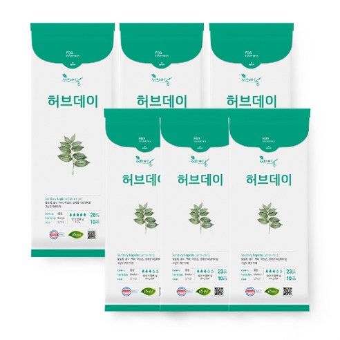  허브데이 대형 생리대 날개형 10p x 3팩 + 중형 10p x 3팩, 1세트 
