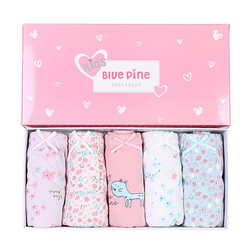 블루핀 여아용 62 플라워캣 삼각팬티 5p