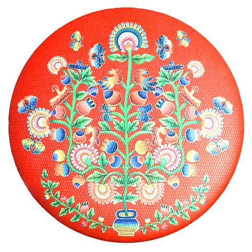 디자인가안채 양면손거울 자수 75 x 75 mm, 레드, 1개
