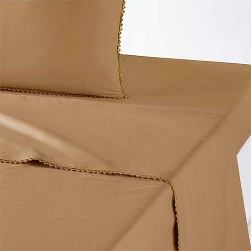라흐두뜨 퍼케일면 자수 단색 홑이불 F696640, ocre