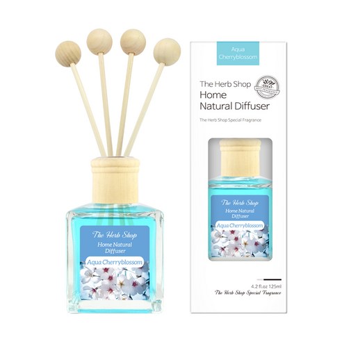 더허브샵 홈내추럴 우드볼 디퓨저 125ml, 아쿠아 체리블라썸