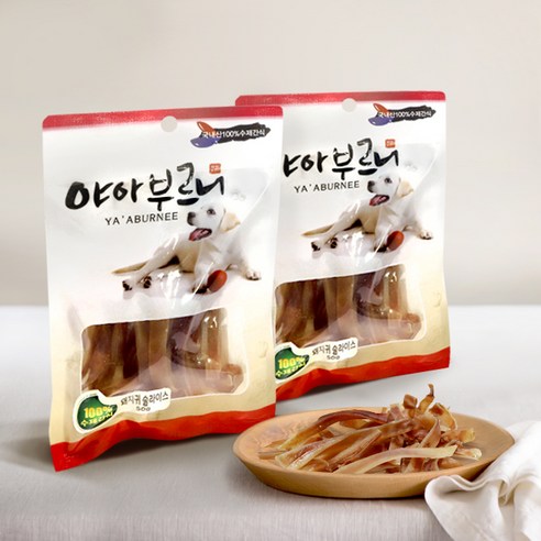 야아부르니 수제 간식, 돼지귀슬라이스, 50g, 2개