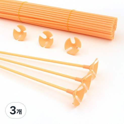 마켓감성 마카롱 풍선 홀더 핸드 스틱 42cm 100p, 주황, 3개