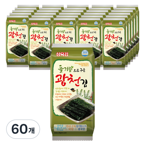 삼육김 들기름으로 구운 광천김, 11g, 60개