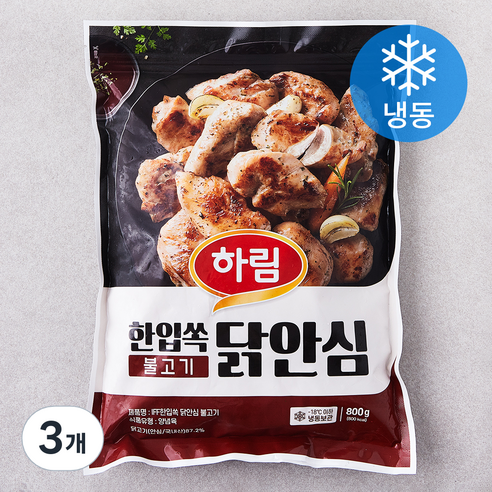 하림 IFF 한입쏙 닭안심 불고기맛 (냉동), 800g, 3개