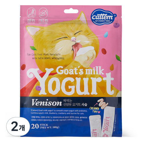 캣템 고양이 짜먹는 산양유 요거트 츄르 간식 20p, 사슴, 280g, 2개