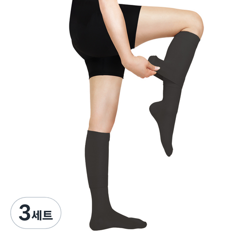 원더워크 프리미엄 의료용 이지 발막힘 압박스타킹 블랙, 3세트, 종아리/무릎형