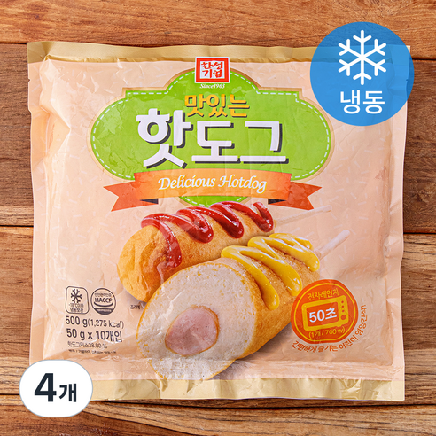 한성기업 맛있는 핫도그 (냉동), 50g, 4개, 10개입