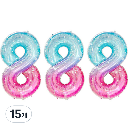JOYPARTY 숫자은박풍선 대 오로라, 15개, 숫자 8