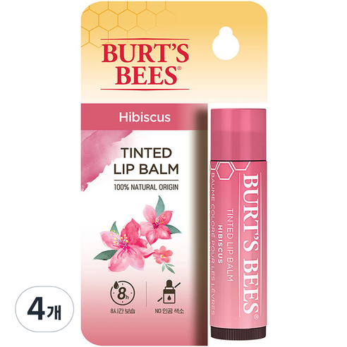 버츠비 틴티드 립밤, 히비스커스, 4개, 4.25g
