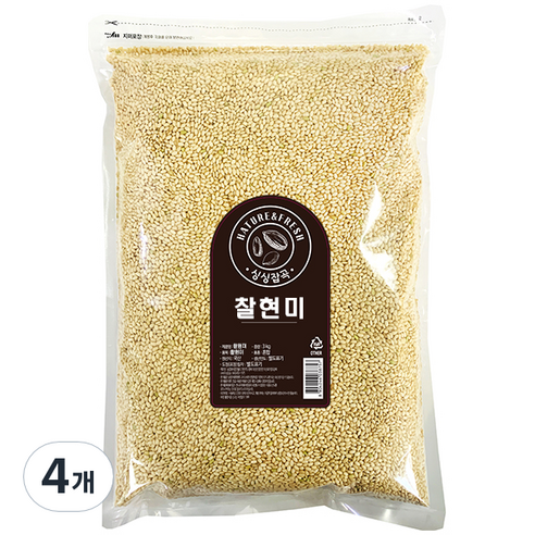 싱싱잡곡 찰현미, 3kg, 4개