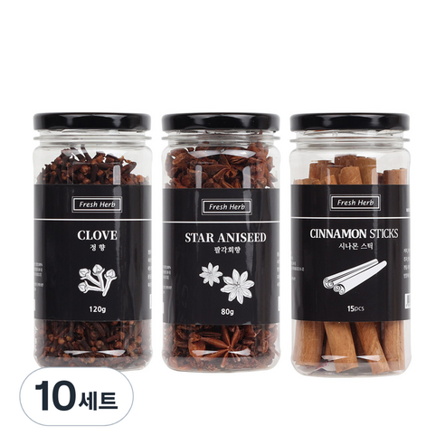 신선약초 뱅쇼만들기세트 시나몬스틱 15p + 팔각회향 80g + 정향 120g, 320g, 10세트