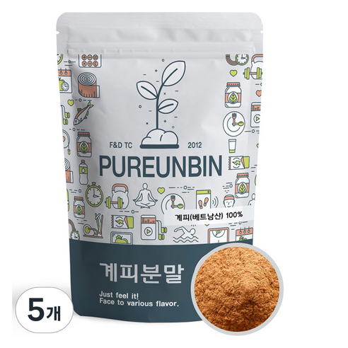 푸른빈 계피 가루 분말, 500g, 5개