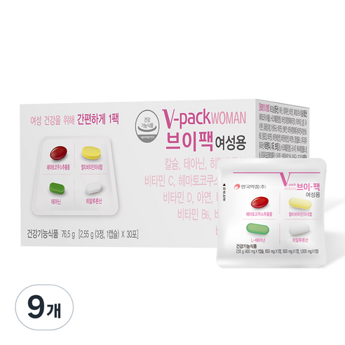 브이팩 여성용 멀티비타민, 30회분, 9개